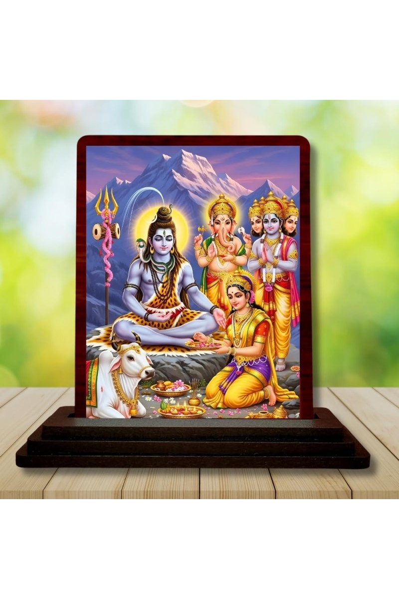 Car Desk/Table Top Lord Shankar Wooden Photo Stand â€“ 3x4 Inches, Compact & Stylish Spiritual Display For Car, Home & Office (Pack Of 1) (F15145)