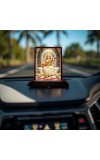 Car Desk/Table Top Lord Saraswathi Wooden Photo Stand 3x4 Inches, Compact & Stylish Spiritual Display For Car, Home & Office (Pack Of 1) (F14348)