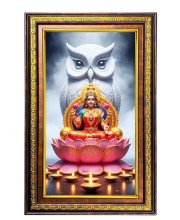 Goddess Lakshmi Digital Golden Balck Color Photo Frame | Hindu Religious Wall Decor | 10x16 Inches - Inspirational Wall Art For Office, Home Decor - Ideal Spiritual Gift (F16766)