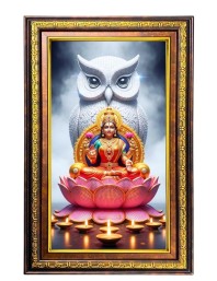 Goddess Lakshmi Digital Golden Balck Color Photo Frame | Hindu Religious Wall Decor | 10x16 Inches - Inspirational Wall Art For Office, Home Decor - Ideal Spiritual Gift (F16766)
