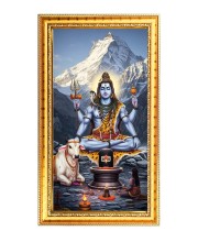Lord Shiva Digital Golden Color Photo Frame | Hindu Religious Wall Decor | 10x17 Inches - Inspirational Wall Art For Office, Home Decor - Ideal Spiritual Gift (F10212)