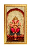 Lord Ganesh Digital Golden Color Photo Frame | Hindu Religious Wall Decor | 8x15 Inches - Inspirational Wall Art For Office, Home Decor - Ideal Spiritual Gift (F10332)