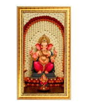 Lord Ganesh Digital Golden Color Photo Frame | Hindu Religious Wall Decor | 12x19 Inches - Inspirational Wall Art For Office, Home Decor - Ideal Spiritual Gift (F10332)