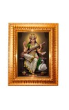 Maa Saraswati Golden Designer Photo Frame | 10x14 Inch Religious Wall Hanging Frame For Home & Office Decoration | Hindu Deity Maa Saraswati Spiritual Gift Item