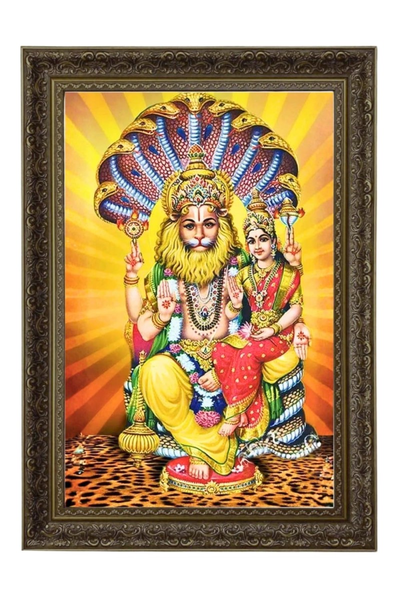 Lakshmi Narasimha. Big Photo Frame - 20x28 Inches For Home,Temple & Office Decoration (F10632)