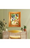 Yasoda And Krishna Golden Designer Photo Frame | 12x16 Inch Religious Wall Hanging Frame For Home & Office Decoration | Hindu Deity Spiritual Gift Item