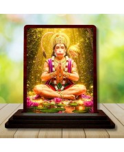Car Desk/Table Top Lord Hanuman Wooden Photo Stand 3x4 Inches, Compact & Stylish Spiritual Display For Car, Home & Office (Pack Of 1) (F14617)