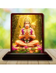 Car Desk/Table Top Lord Hanuman Wooden Photo Stand 3x4 Inches, Compact & Stylish Spiritual Display For Car, Home & Office (Pack Of 1) (F14617)