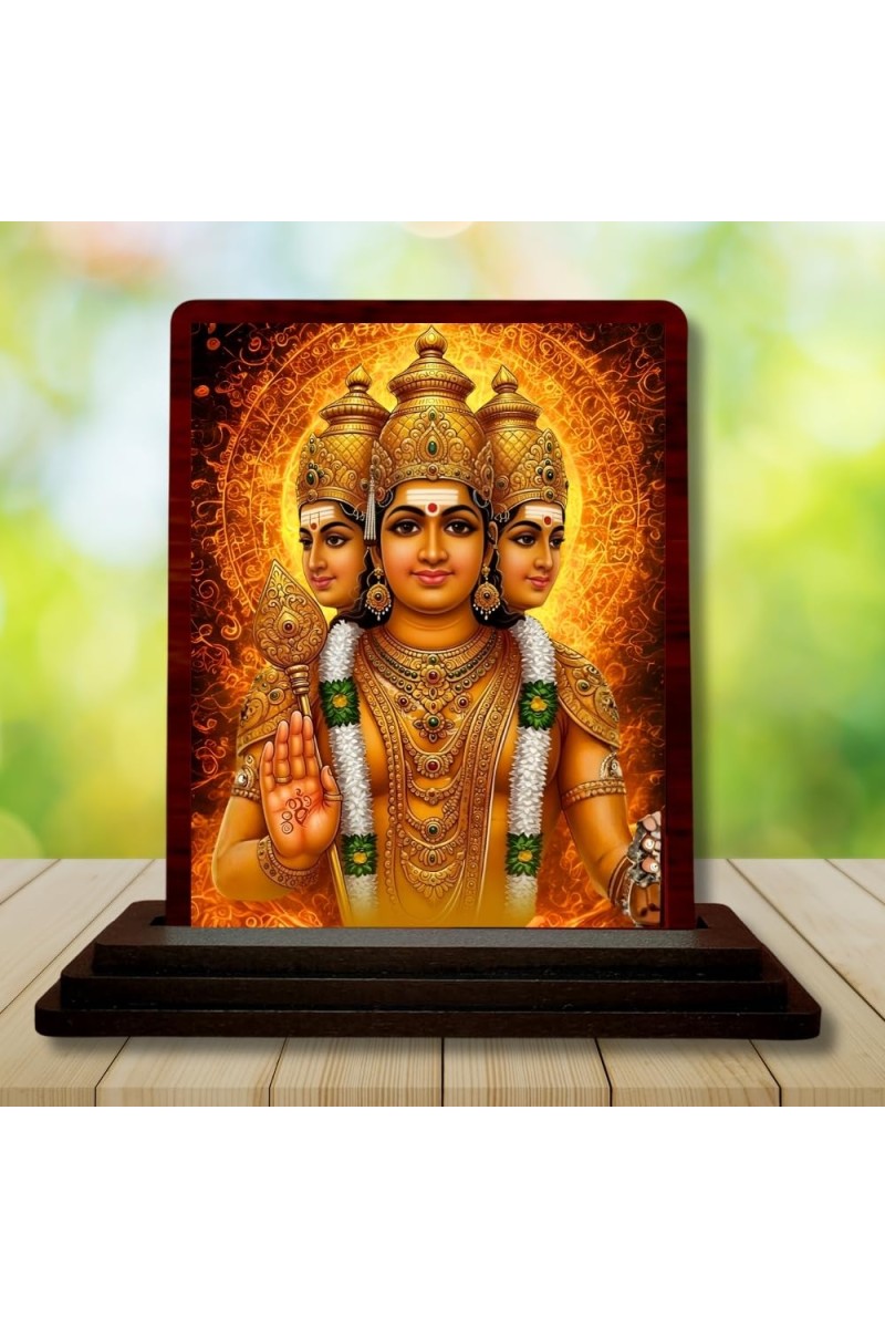 Car Desk/Table Top Lord Shubramanya Wooden Photo Stand â€“ 3x4 Inches, Compact & Stylish Spiritual Display For Car, Home & Office (Pack Of 1) (F15157)