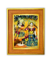 Radha And Krishna Photo Frame 12x16 Inches-Brown Wooden Frame For Home, Office & Temple Decoration And Gifting (F6440)