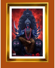 Mata Kaali Golden Photo Frame - 18x22 Inches | Elegant Wooden Frame For Home, Office & Temple Decoration | Spiritual Wall & Table Decor And Gift Item (F9484)