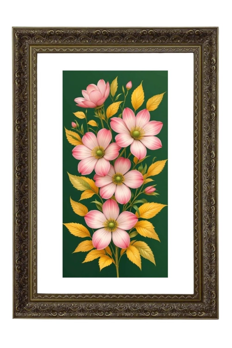 Floral Painting Print Big Photo Frame - 20x28 Inches For Home,Temple & Office Decoration (F11002)