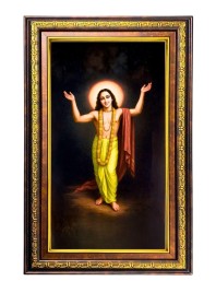 Sri Chaitanya Mahaprabhu Digital Golden Balck Color Photo Frame | Hindu Religious Wall Decor | 10x16 Inches - Inspirational Wall Art For Office, Home Decor - Ideal Spiritual Gift (F16779)