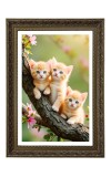 Orange Kittens Sitting On A Tree Big Photo Frame - 20x28 Inches For Home,Temple & Office Decoration (F11061)