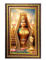 Goddess Lakshmi Digital Golden Balck Color Photo Frame | Hindu Religious Wall Decor | 10x16 Inches - Inspirational Wall Art For Office, Home Decor - Ideal Spiritual Gift (F16762)