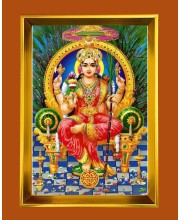 Devi Tripura Sundari Golden Photo Frame - 10x14 Inches | Elegant Wooden Frame For Home, Office & Temple Decoration | Spiritual Wall & Table Decor and Gift Item