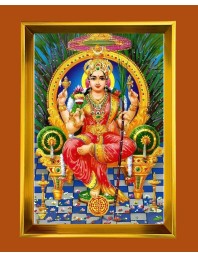 Devi Tripura Sundari Golden Photo Frame - 18x22 Inches | Elegant Wooden Frame For Home, Office & Temple Decoration | Spiritual Wall & Table Decor And Gift Item (F9498)