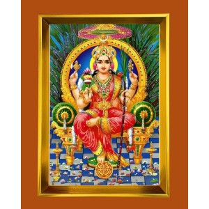 Devi Tripura Sundari Golden Photo Frame - 18x22 Inches | Elegant Wooden Frame For Home, Office & Temple Decoration | Spiritual Wall & Table Decor And Gift Item (F9498)