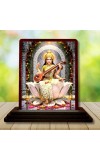Car Desk/Table Top Maa Sarswati Wooden Photo Stand â€“ 3x4 Inches, Compact & Stylish Spiritual Display For Car, Home & Office (Pack Of 1) (F15069)