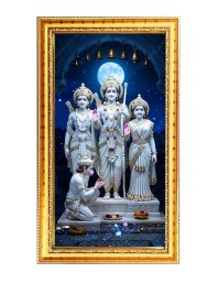 Shree Ram,Lakhsmi,Lakhsman And Hanuman Digital Golden Color Photo Frame | Hindu Religious Wall Decor | 12x19 Inches - Inspirational Wall Art For Office, Home Decor - Ideal Spiritual Gift (F10285)