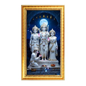 Shree Ram,Lakhsmi,Lakhsman And Hanuman Digital Golden Color Photo Frame | Hindu Religious Wall Decor | 12x19 Inches - Inspirational Wall Art For Office, Home Decor - Ideal Spiritual Gift (F10285)