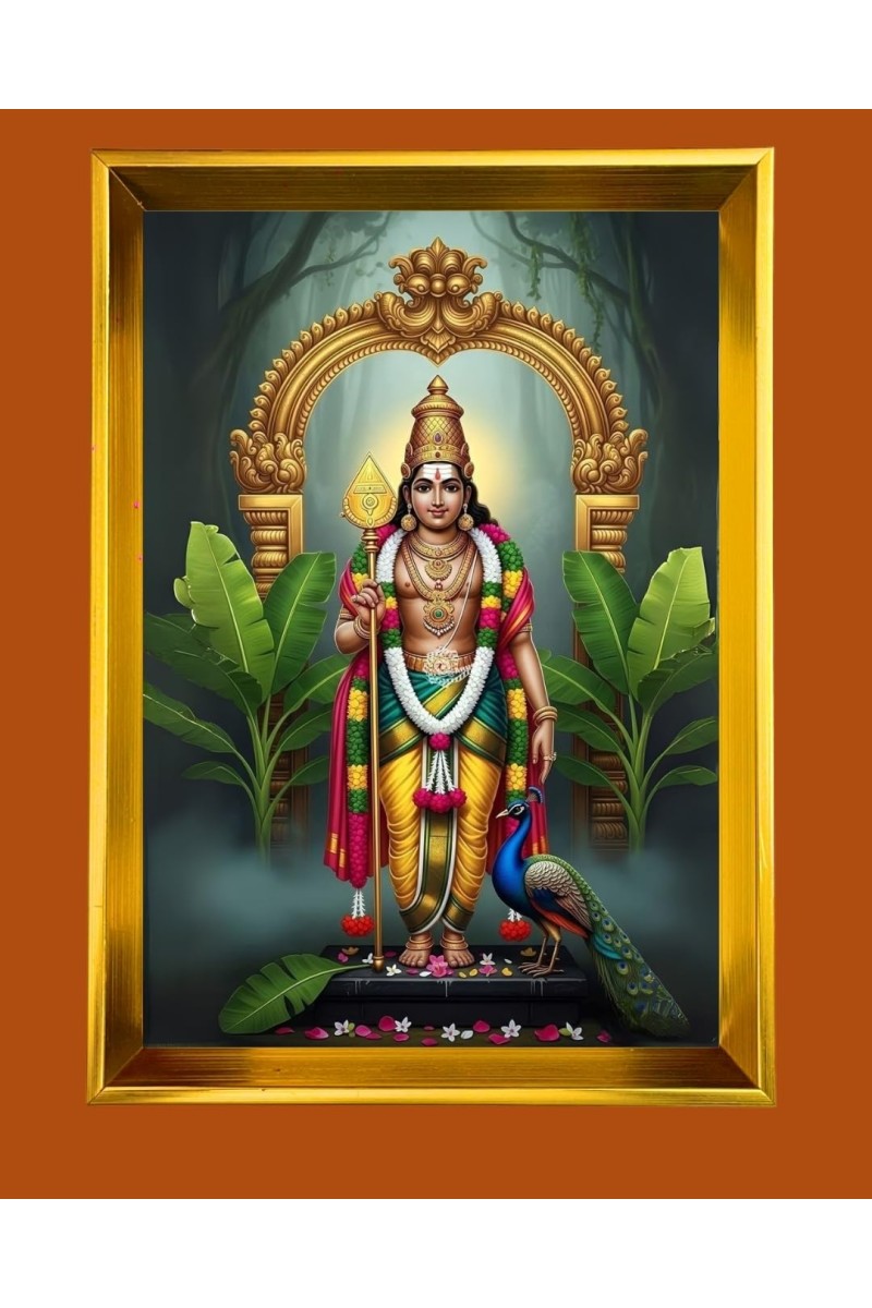Golden Photo Frame - 10x14 Inches | Elegant Wooden Frame For Home, Office & Temple Decoration | Spiritual Wall & Table Decor and Gift Item