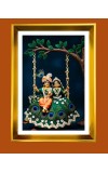 Divine Radha Krishna Golden Photo Frame - 14x18 Inches | Elegant Wooden Frame For Home, Office & Temple Decoration | Spiritual Wall & Table Decor And Gift Item (F9487)
