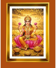 Mata Lakhsmi Golden Photo Frame - 16x20 Inches | Elegant Wooden Frame For Home, Office & Temple Decoration | Spiritual Wall & Table Decor And Gift Item (F9471)