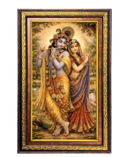 Radha Krishna Digital Golden Balck Color Photo Frame | Hindu Religious Wall Decor | 10x16 Inches - Inspirational Wall Art For Office, Home Decor - Ideal Spiritual Gift (F16472)