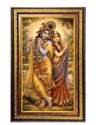 Radha Krishna Digital Golden Balck Color Photo Frame | Hindu Religious Wall Decor | 10x16 Inches - Inspirational Wall Art For Office, Home Decor - Ideal Spiritual Gift (F16472)