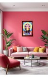 Lord Vishwa Karma Photo Frame For Wall & Table | 7x9 Inch Golden Cherry Finish | Decorative Lord Vishwa Karma Photo Frame For Home, Office & Pooja Room (F11419)