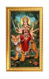 Devi Durga Digital Golden Color Photo Frame | Hindu Religious Wall Decor | 10x17 Inches - Inspirational Wall Art For Office, Home Decor - Ideal Spiritual Gift (F10255)
