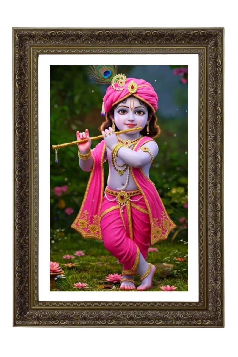 Divine Krishna Big Photo Frame - 20x28 Inches For Home,Temple & Office Decoration (F10668)