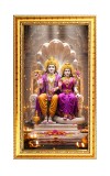 Lord Vishnu & Lakhsmi Digital Golden Color Photo Frame | Hindu Religious Wall Decor | 8x15 Inches - Inspirational Wall Art For Office, Home Decor - Ideal Spiritual Gift (F10216)
