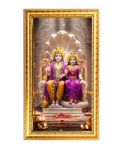 Lord Vishnu & Lakhsmi Digital Golden Color Photo Frame | Hindu Religious Wall Decor | 10x17 Inches - Inspirational Wall Art For Office, Home Decor - Ideal Spiritual Gift (F10216)
