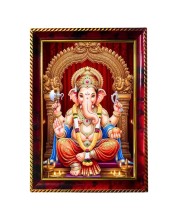 Lord Ganesha Photo Frame For Wall & Table | 7x9 Inch Golden Cherry Finish | Decorative Lord Ganesha Photo Frame For Home, Office & Pooja Room (F11803)