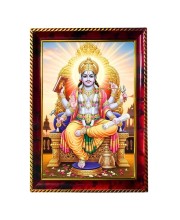 Lord Satyanarayan Photo Frame For Wall & Table | 7x9 Inch Golden Cherry Finish | Decorative Lord Satyanarayan Photo Frame For Home, Office & Pooja Room (F11722)