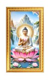 Lord Buddha Digital Golden Color Photo Frame | Hindu Religious Wall Decor | 8x15 Inches - Inspirational Wall Art For Office, Home Decor - Ideal Spiritual Gift (F10356)