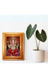 Lord Ganesh Golden Designer Photo Frame | 10x14 Inch Religious Wall Hanging Frame For Home & Office Decoration | Hindu Deity Lord Ganesh Spiritual Gift Item