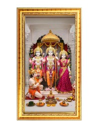 Shree Ram,Lakhsmi,Lakhsman And Hanuman Digital Golden Color Photo Frame | Hindu Religious Wall Decor | 12x19 Inches - Inspirational Wall Art For Office, Home Decor - Ideal Spiritual Gift (F10287)