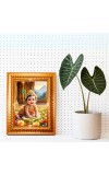 Lord Vishnu Golden Designer Photo Frame | 12x16 Inch Religious Wall Hanging Frame For Home, Office Decoration and Spiritual Gift Item (M6)