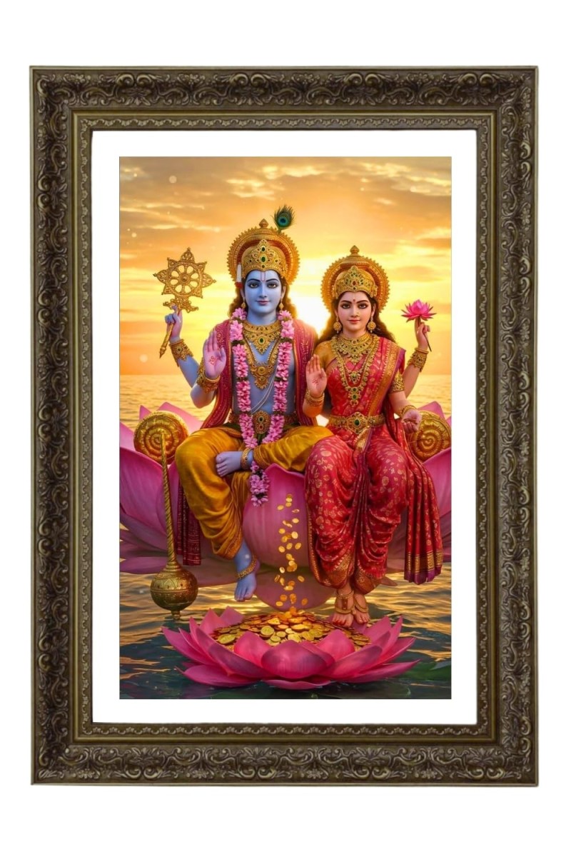 Lakshmi And Narayana Big Photo Frame - 20x28 Inches For Home,Temple & Office Decoration (F10708)
