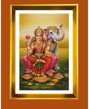 Mata Lakhsmi Golden Photo Frame - 16x20 Inches | Elegant Wooden Frame For Home, Office & Temple Decoration | Spiritual Wall & Table Decor And Gift Item (F9522)