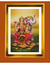 Mata Lakhsmi Golden Photo Frame - 12x16 Inches | Elegant Wooden Frame For Home, Office & Temple Decoration | Spiritual Wall & Table Decor And Gift Item (F9522)