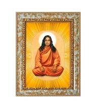 Paramahansa Yogananda Spiritual Guru Digital Photo In Designer Frame, Size 10x16 Inch | Hindu Religious Picture For Home Temple, Office & Gift | Wall Art & Pooja Decor (F10494)