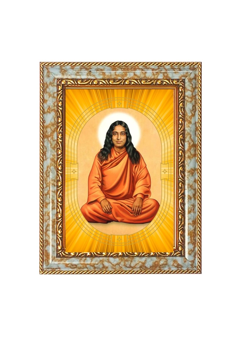 Paramahansa Yogananda Spiritual Guru Digital Photo In Designer Frame, Size 8x12 Inch | Hindu Religious Picture For Home Temple, Office & Gift | Wall Art & Pooja Decor (F10494)