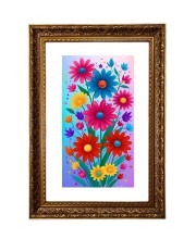 Floral Painting Print Big Photo Frame - 20x28 Inches For Home,Temple & Office Decoration (F10995)