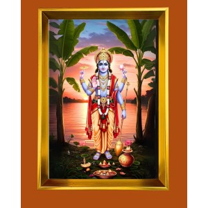 Lord Vishnu Golden Photo Frame - 10x14 Inches | Elegant Wooden Frame For Home, Office & Temple Decoration | Spiritual Wall & Table Decor And Gift Item (F9722) Lord Vishnu Golden Photo Frame - 10x14 Inches | Elegant Wooden Frame For Home, Office & Temple Decoration | Spiritual Wall & Table Decor And Gift Item (F9722)