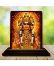 Car Desk/Table Top Lord Brahma Wooden Photo Stand 3x4 Inches, Compact & Stylish Spiritual Display For Car, Home & Office (Pack Of 1) (F14259)