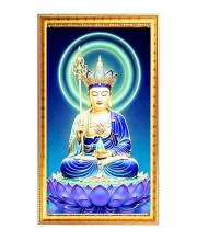 Kṣitigarbha Bodhisattva Digital Golden Color Photo Frame | Hindu Religious Wall Decor | 10x17 Inches - Inspirational Wall Art For Office, Home Decor - Ideal Spiritual Gift (F10202)